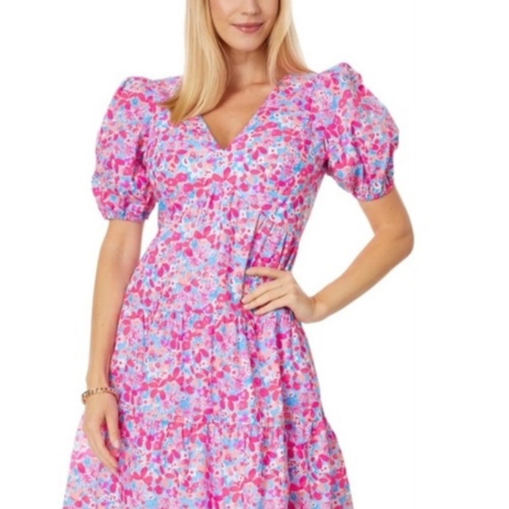 Lilly Pulitzer Aura Pink Baby Bloomer Nalani Short Sleeve Cotton Dress BNWT - Picture 7 of 8